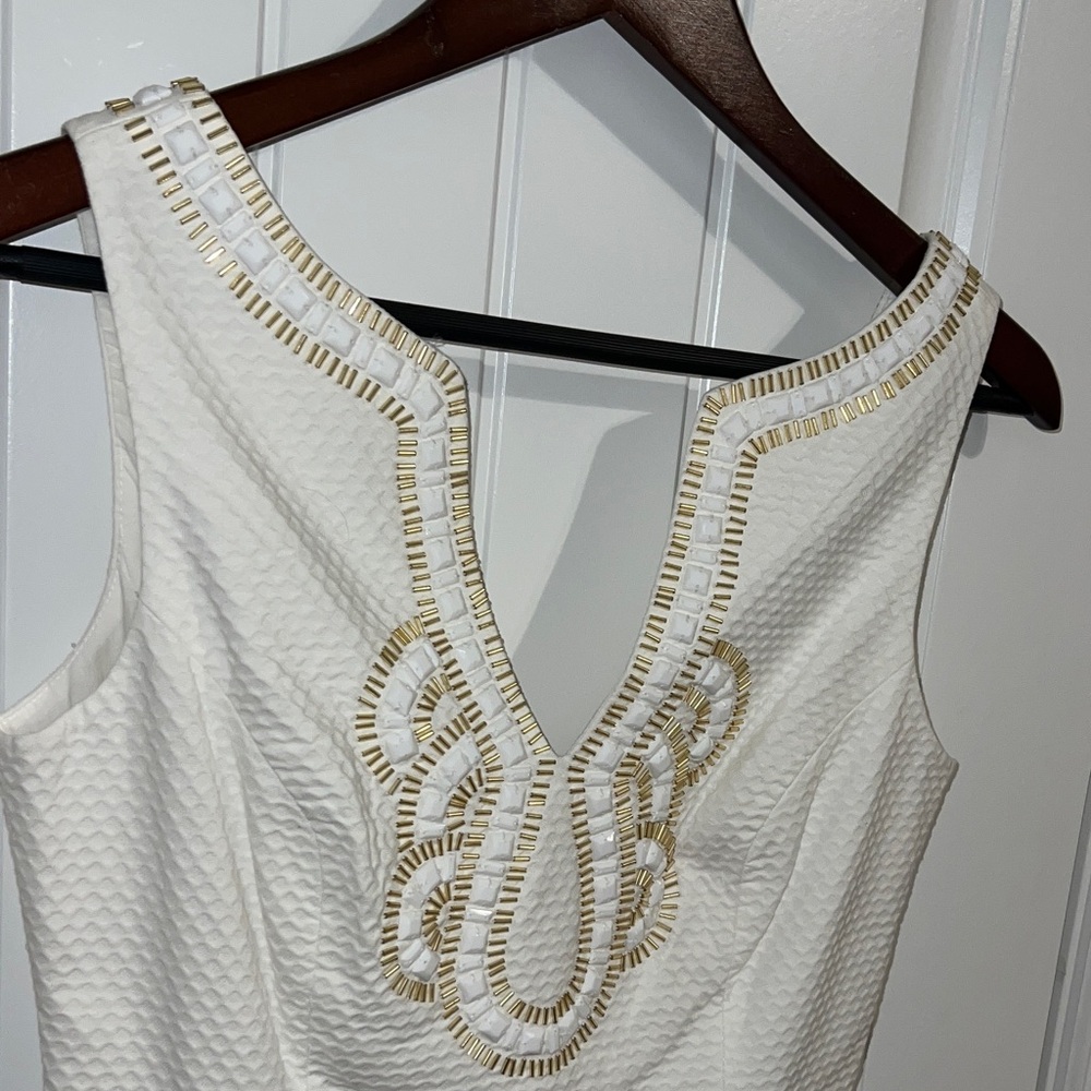 Lilly Pulitzer Janice Shift Dress -Resort White! Bridal, Engagement Party - Sz 2 - Picture 3 of 13
